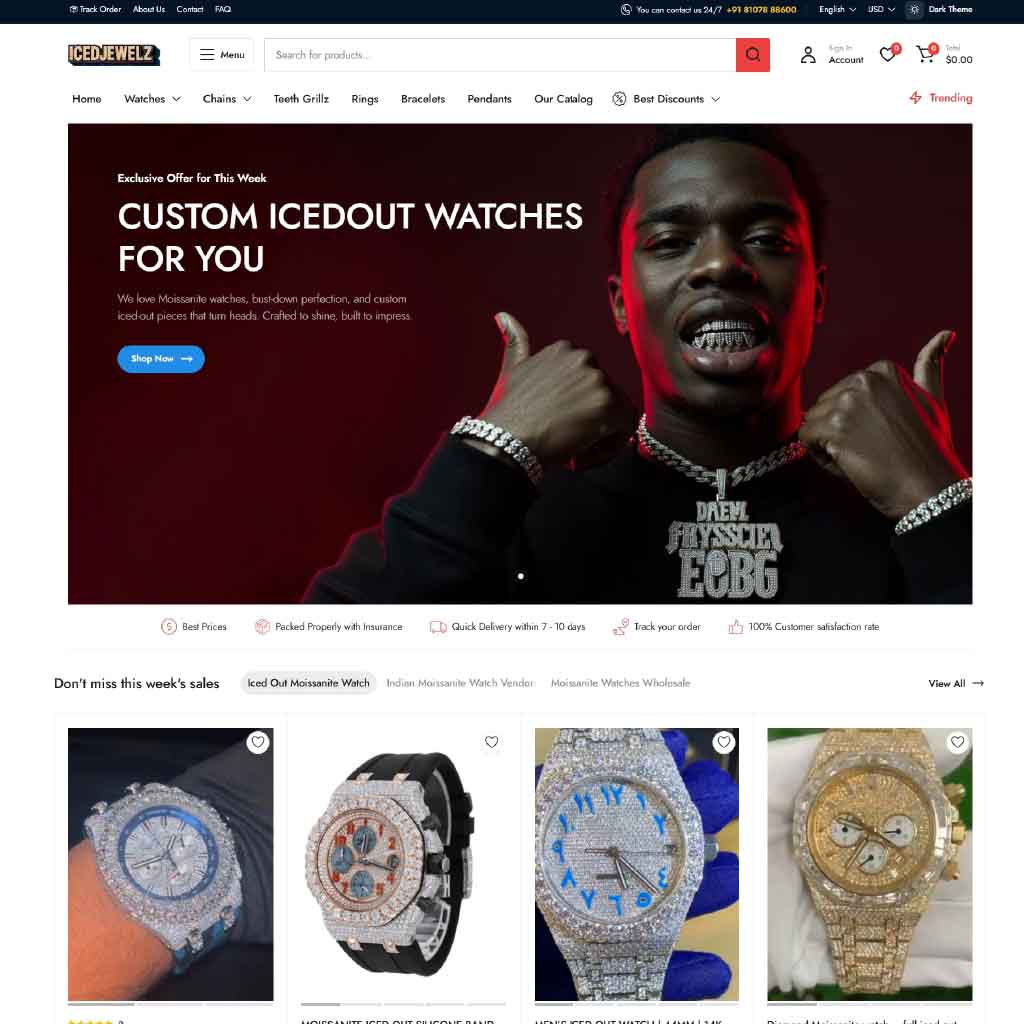 IcedJewelz.com — Premium Hip-Hop Jewelry Store Website