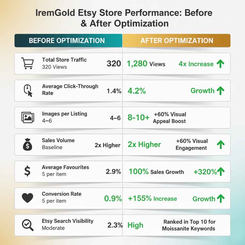 IremGold — Etsy Store Optimization for Moissanite Jewelry Growth